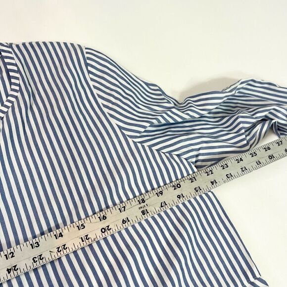 J. Jill Blouse Womens Large Blue & White Striped Button-Up Long-Sleeve Tunic Top - Picture 7 of 9